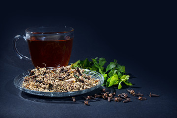 Herbal tea with various herbs to boost immunity