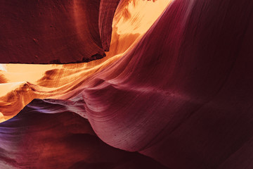 Lower Antelope Canyon curves, Arizona, US. In the heart of Lower Antelope Calyon