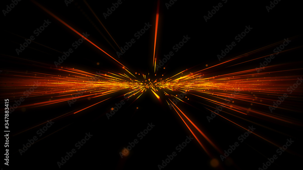 Poster Stripe Line Explode Into Empty Space Illustration Background. Beautiful Dynamic Futuristic Shape For Infographic Poster Design.