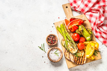 Grilled vegetables - zucchini, paprika, eggplant, asparagus and tomatoes.