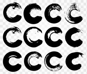 Vector collection of natural brush strokes circle