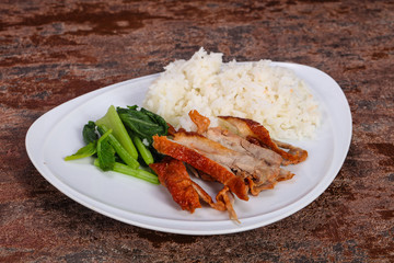 Rice with roasted duck breast