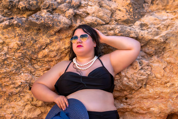 woman with black bikini