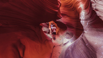 Walking into Lower Antelope Canyon, Arizona, US. In the heart of Lower Antelope Calyon
