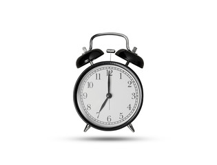 Alarm clock at 7.00 am on white background, clipping pat