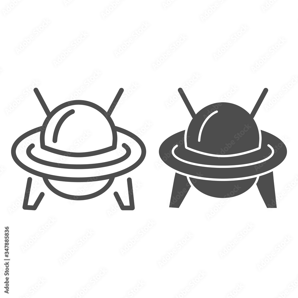 Aufkleber ufo line and solid icon, transportation symbol, flying saucer vector sign on white background, ufo s
