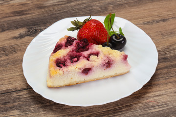 Cheesecake with cherry served strawberry