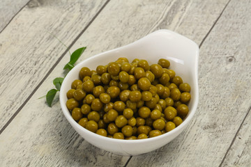 Canned Green peas in the bowl