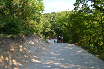 young couple walking in the park