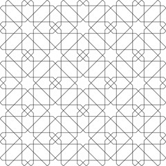 Seamless arabic geometric ornament in black and white.Fine lines.