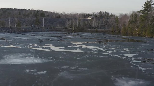 Aerial flying over Hebron Lake, Monson Maine 