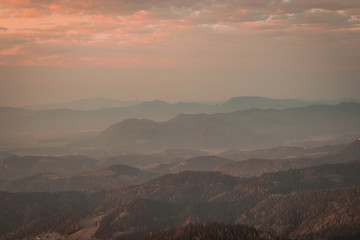 Sunrise in the mountains, Slovenian mountains, The Alps