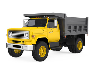 Yellow Tipper Dump Truck Isolated