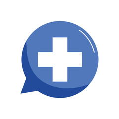 bubble with medical cross flat style icon vector design