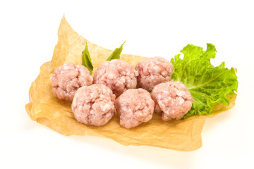 Homemade raw pork minced meatball for cooking