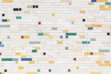 stone wall texture build from colored bricks, high resolution