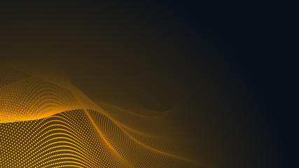 Dot orange wave light screen gradient texture background. Abstract  technology big data digital background. 3d rendering.