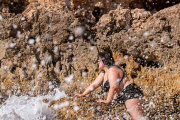 woman with black bikini