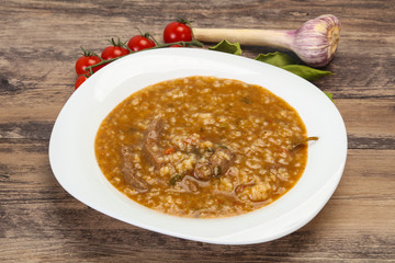 Caucasian Kharcho soup with beef meat