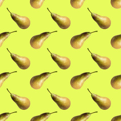 Seamless pattern with green pear on a green background. Pattern.