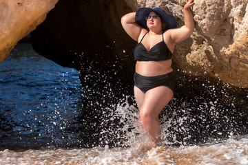 woman with black bikini
