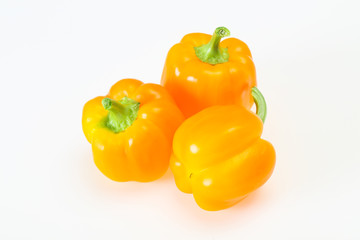 Yellow Bell pepper with leaves