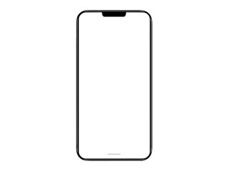 Mobile phone with round edges in Black color, with blank white screen for Infographic Global...