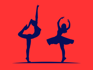 Vector illustration featuring two dancers striking poses in performance.