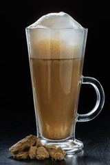 Coffee close-up on a black background