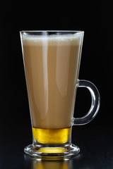 Coffee close-up on a black background