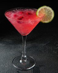 Cocktail close-up on a black background