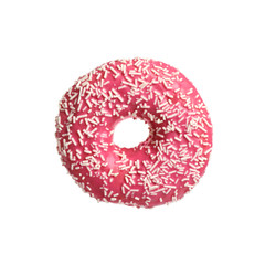 Sweet delicious glazed donut on white background