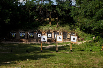 Fototapeta na wymiar shooting gallery in a forest 