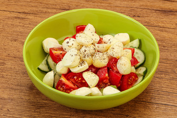 Salad with vegetables and mozzarlla