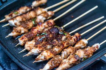 Chicken skewers or meat on the grill