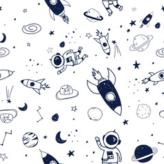 Space seamless pattern print design. Vector illustration design for fashion fabrics, textile graphics, prints.