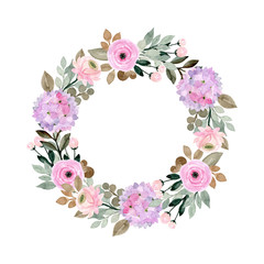 soft purple floral wreath with watercolor