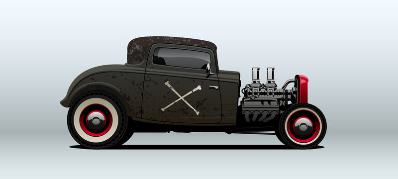 Rat rod, view from side. Vector illustration.