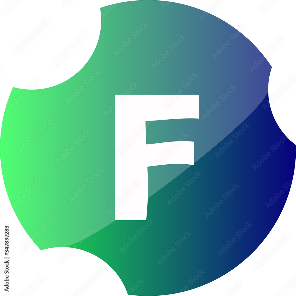 Poster letter f in the web button. f symbol icon web design