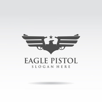 Eagle template logo design. creative concept pistol shape. Vector illustrator ep.10