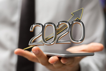 business year 2020 up goals and  success illustration