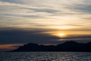 Obraz na płótnie Canvas Beautiful Sunset into Mediterranean Mountains