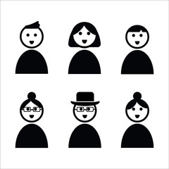User icons set ,young and old people illustration