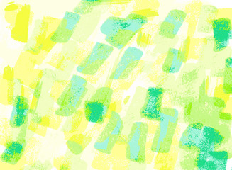 Bright abstract background. Yellow-green masks with markers.