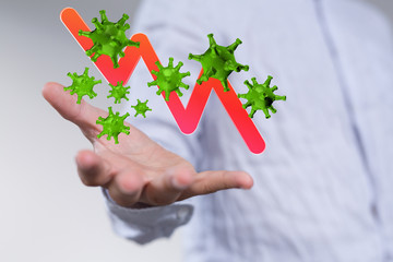 Financial stock graph has down from virus corona outbreak..