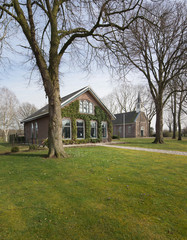 Fototapeta na wymiar Willemsoord Church and house. Maatschappij van Weldadigheid Frederiksoord Drenthe Netherlands