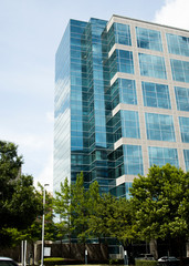 Obraz premium Modern Dallas, Texas glass and granite office tower workplace of the future