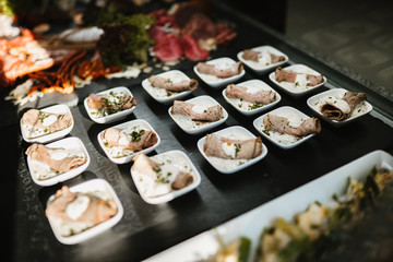 photo of an open buffet small plates