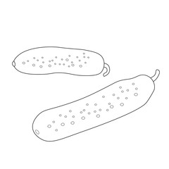 Cucumbers. Children's coloring book. Vegetables. Vector contour graphics.