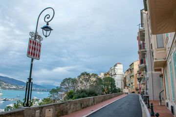 Fototapeta na wymiar Biew on Monaco street and harbor